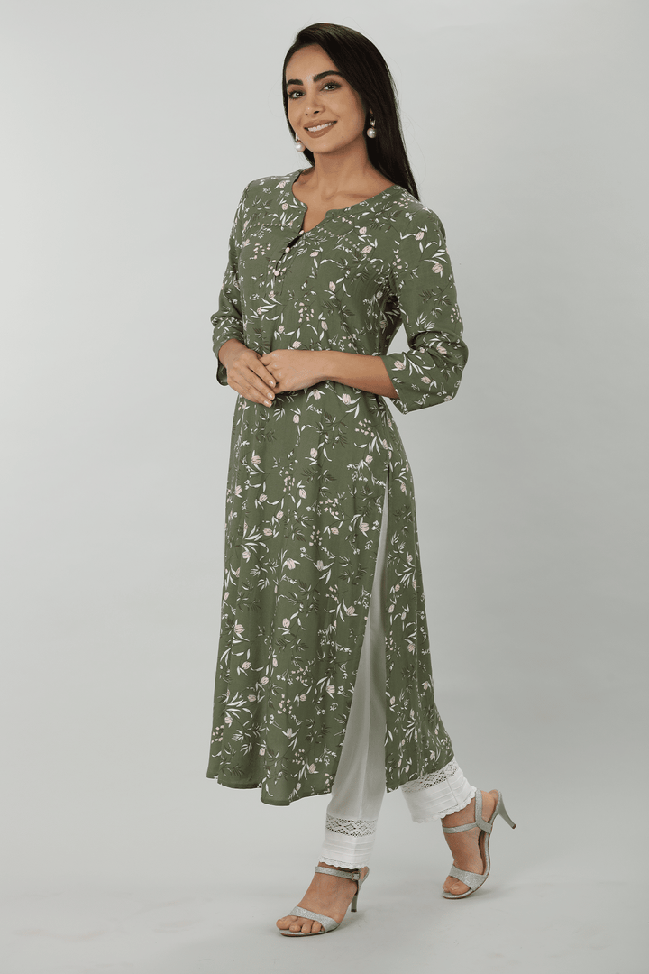 Green Bliss Rayon Kurti