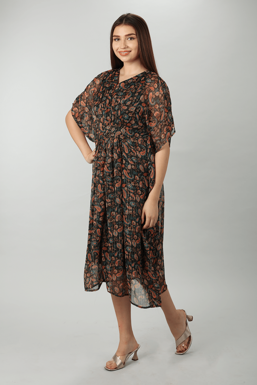 Brown Printed Kaftan