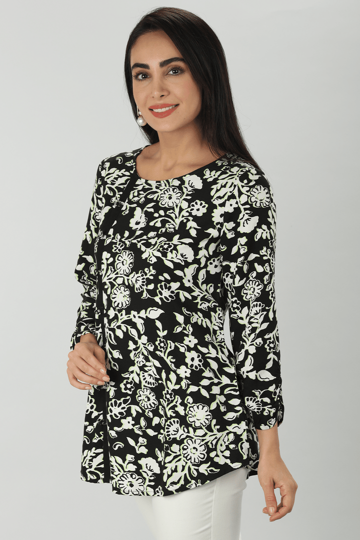 White Floral Rayon Top