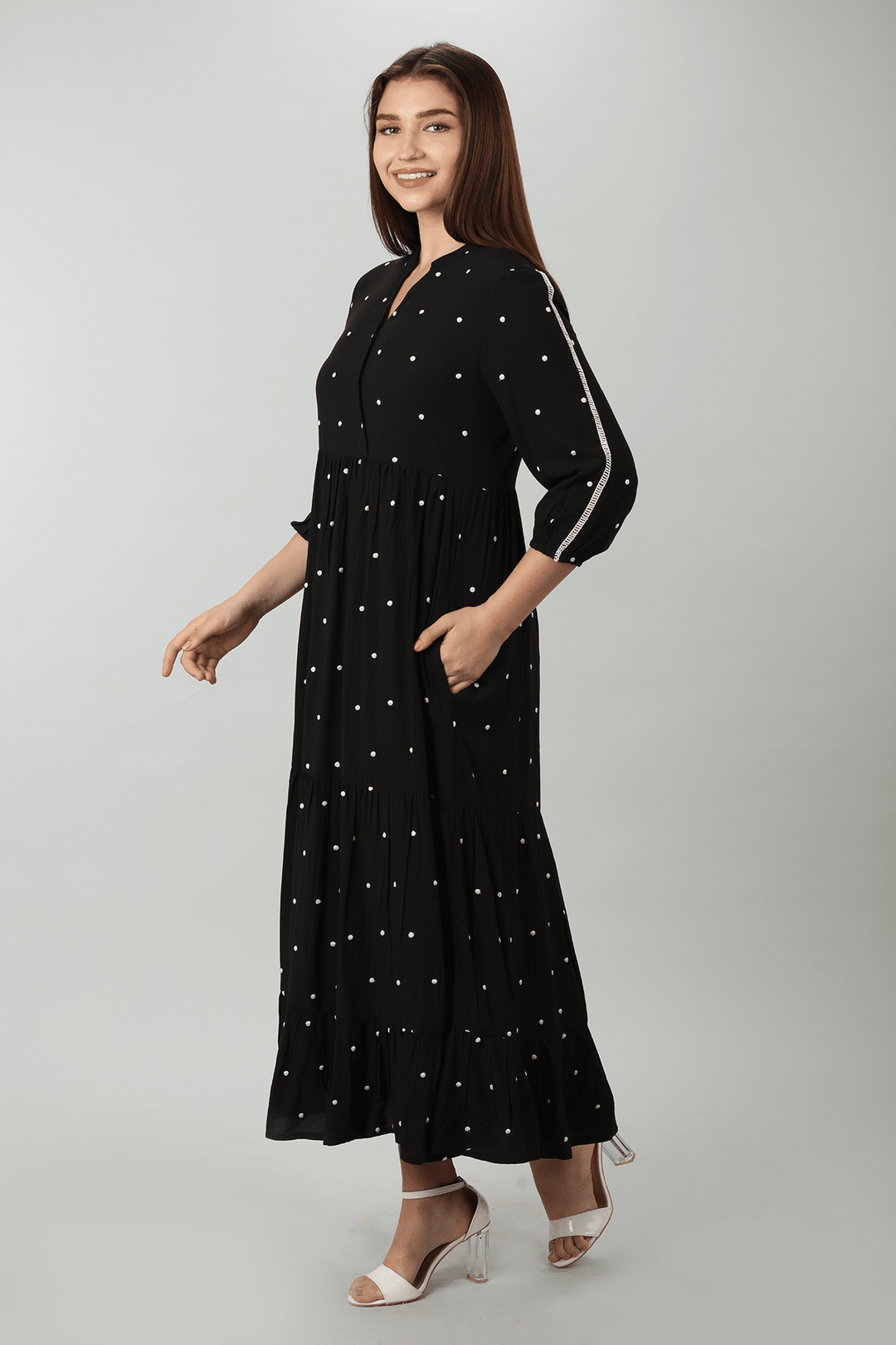 Black Polka Dot Rayon Dress