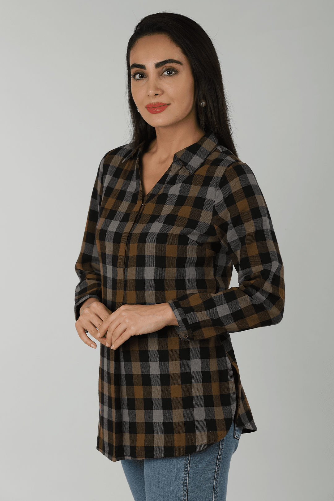 Brown Checkered Woolen Shirt