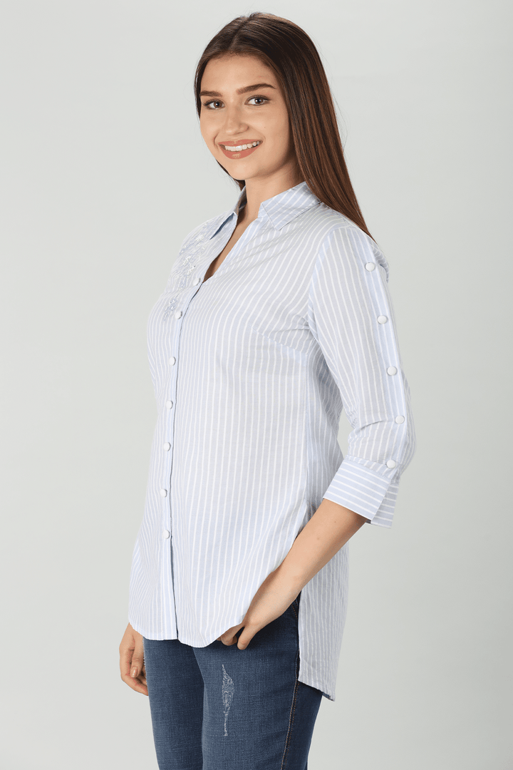 Light Blue Embroidered Shirt
