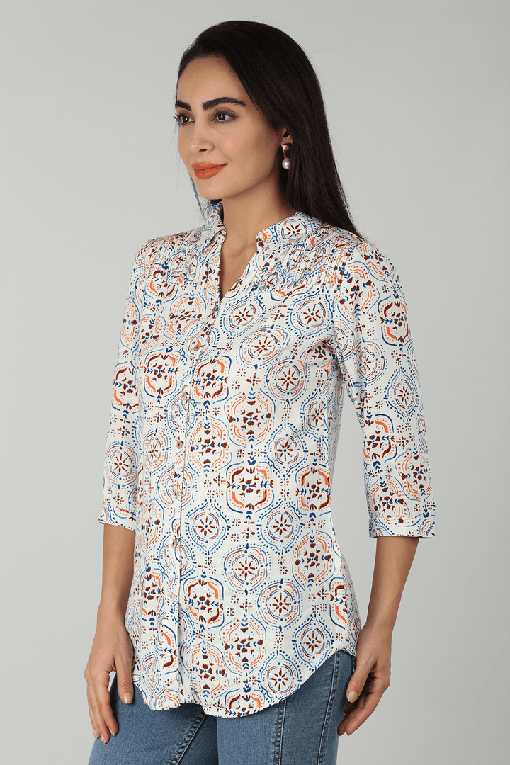 Blue Pintuck Shirt