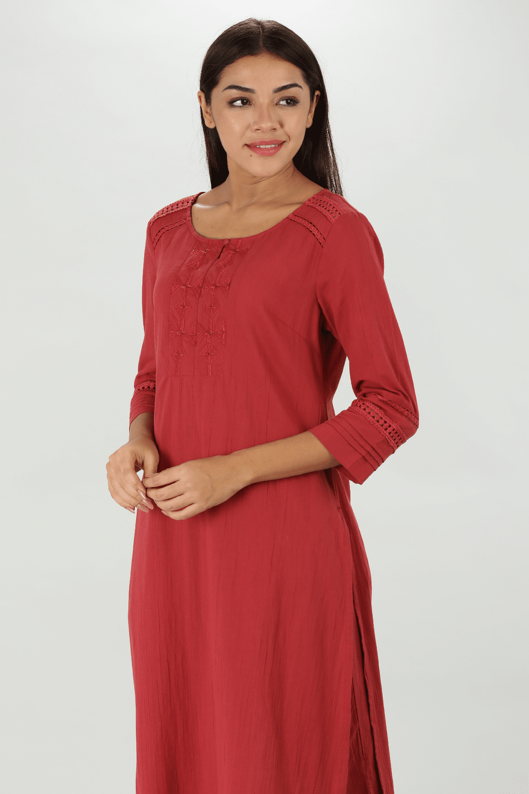Maroon Crepe Kurti