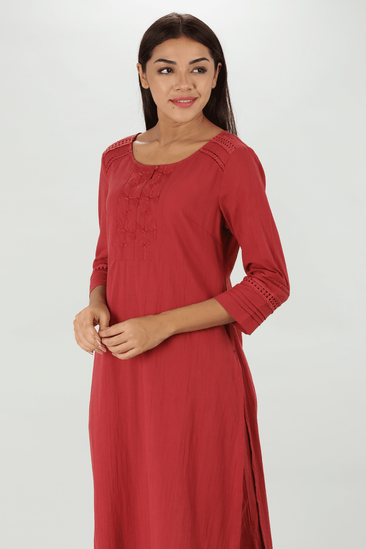 Maroon Crepe Kurti