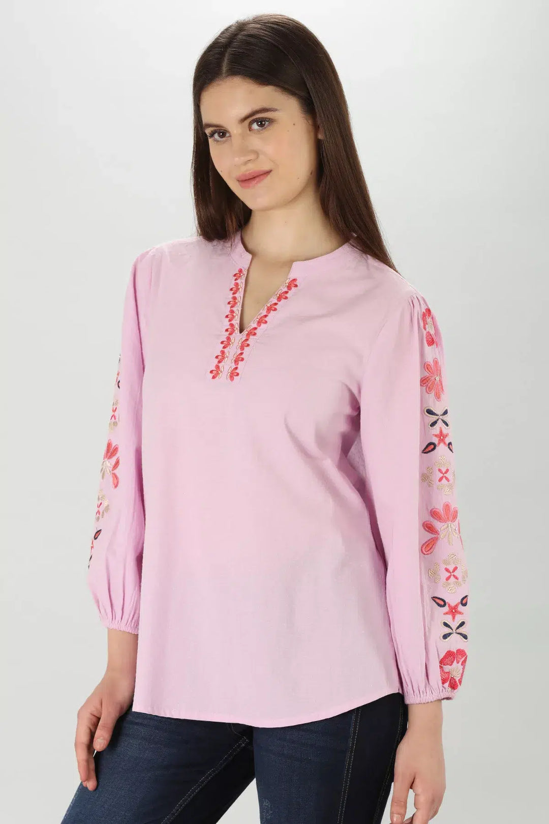 Lilac Embroidered Top
