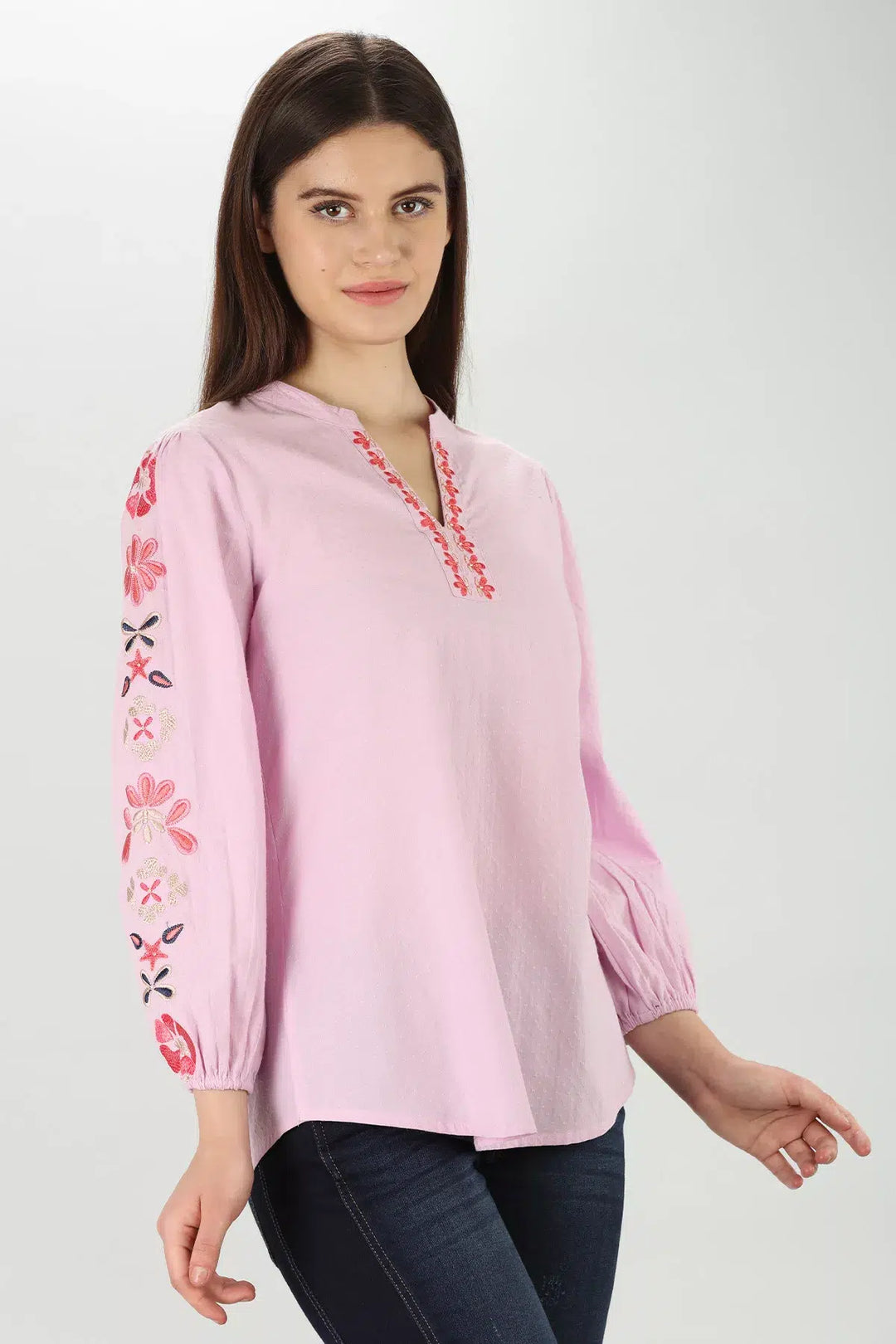 Lilac Embroidered Top