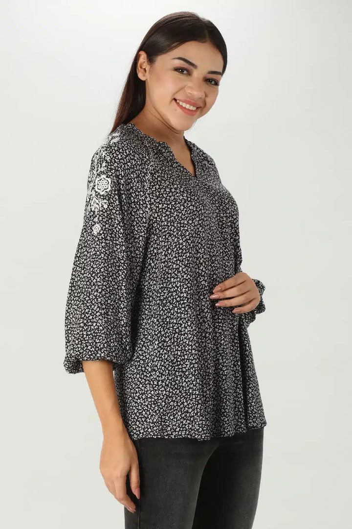 Embroidered Rayon Top