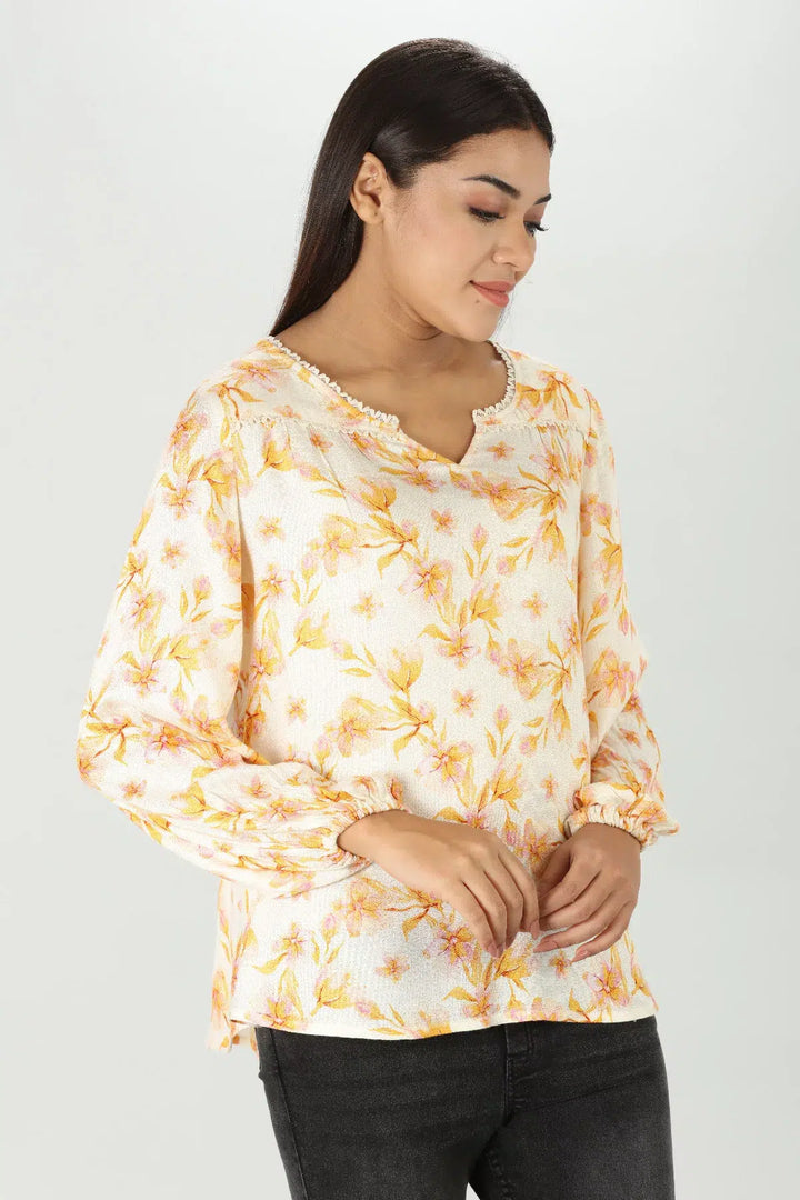 Yellow Floral Print Top