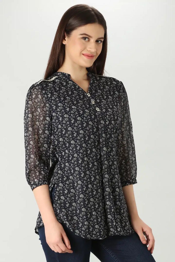 Charcoal Grey Chiffon Top