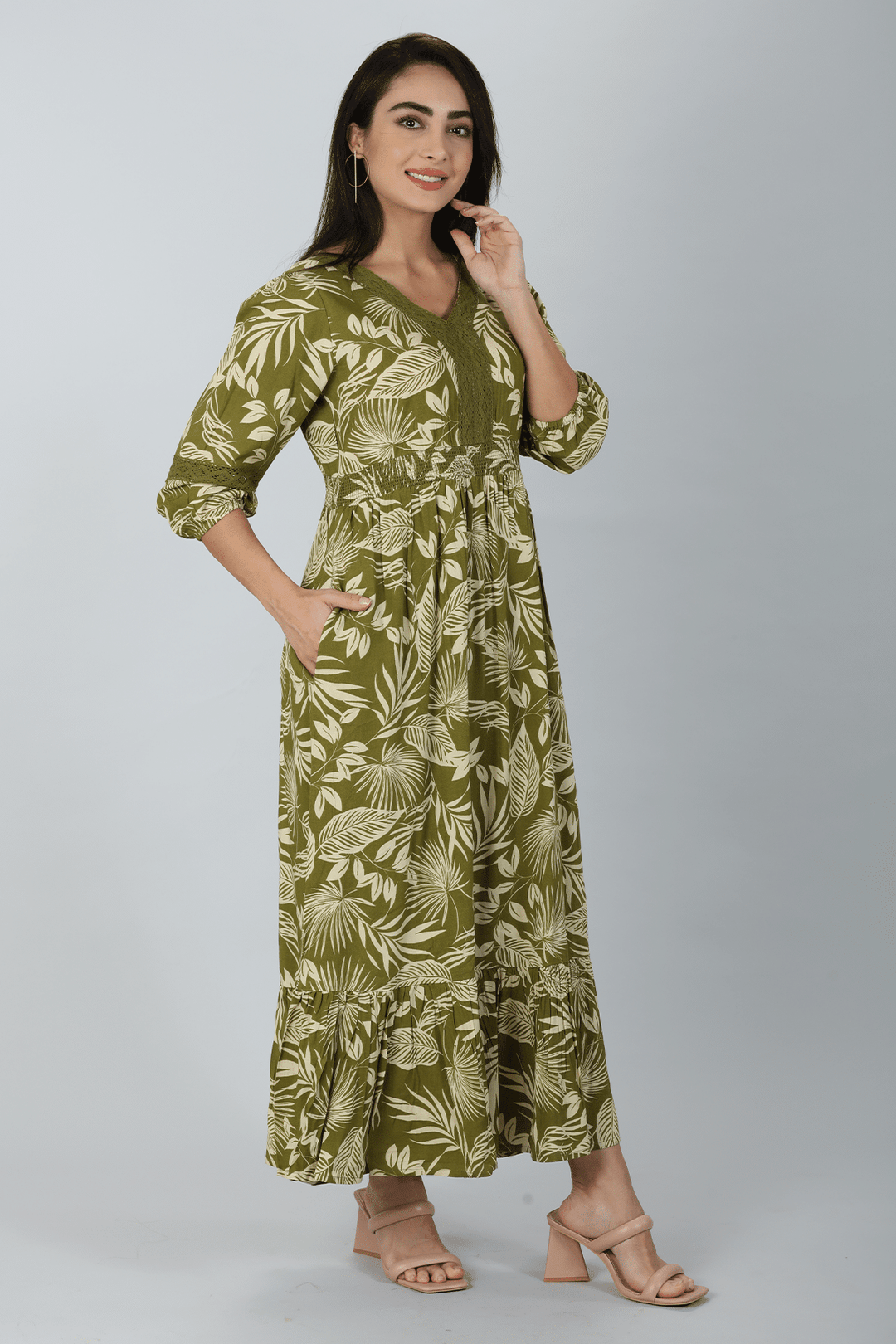 Laurel Green V-Neck Dress