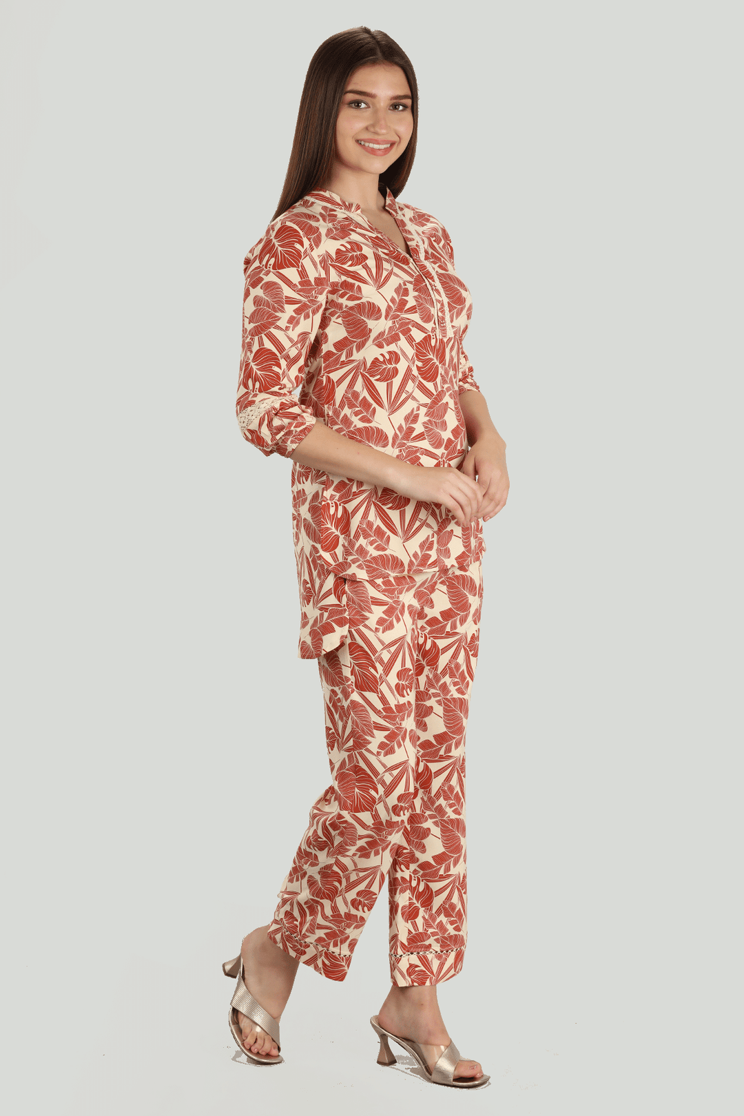 Orange Rayon Co-Ord Top