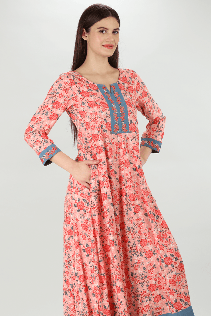 Pink Embroidered Kurti
