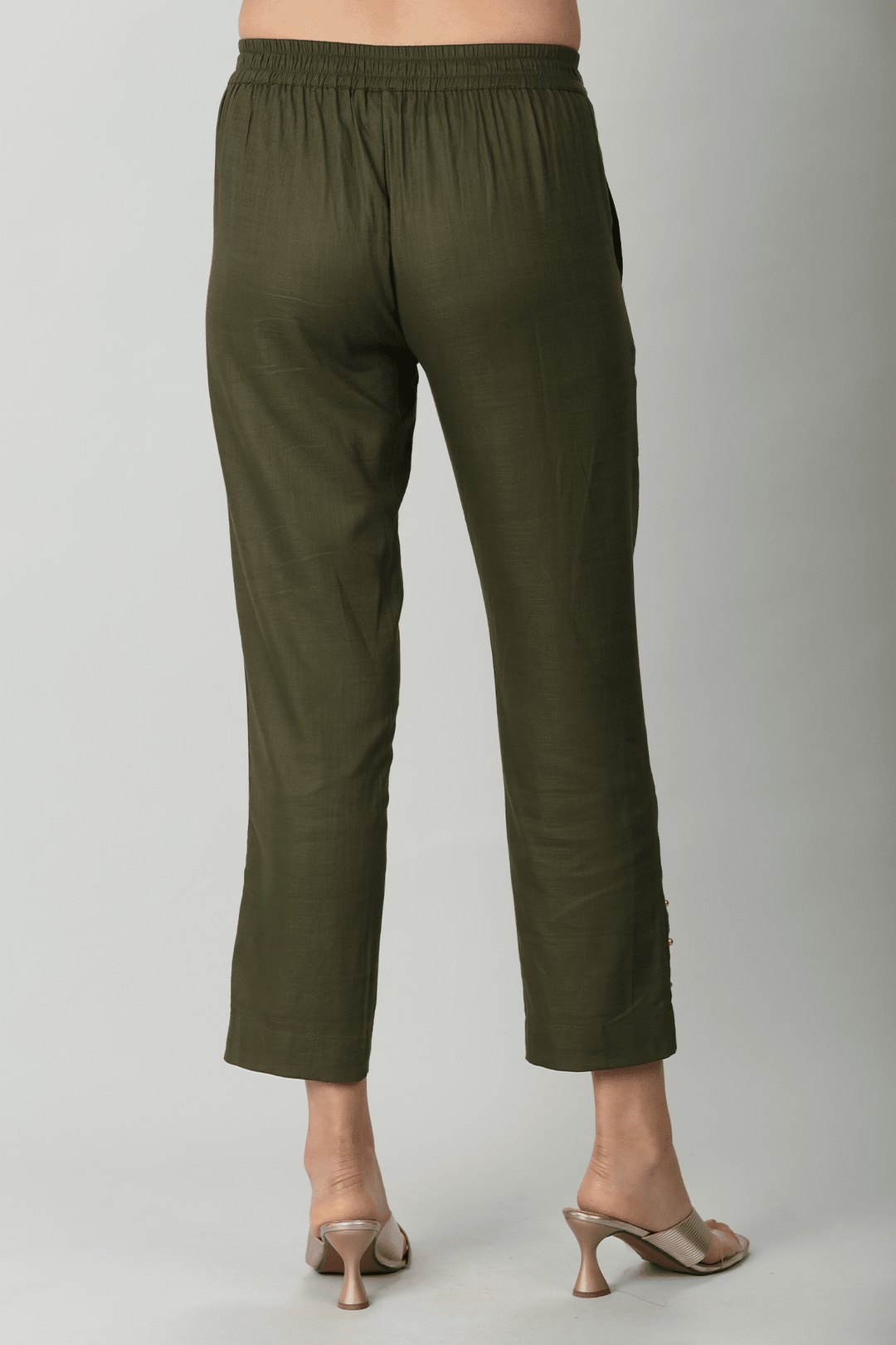 Charcoal Olive Slub Palazzo