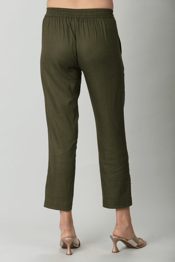 Charcoal Olive Slub Palazzo