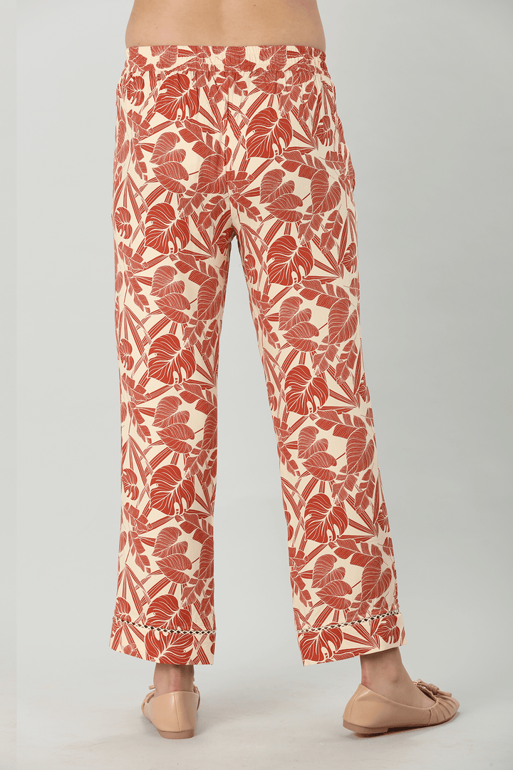 Orange Print Rayon Co-Ord Pant