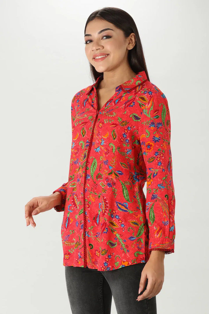 Ruby Red Printed Shirt