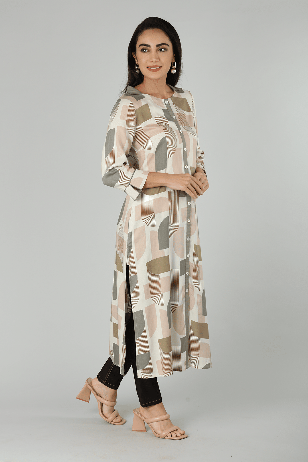 Beige Chevron Kurti