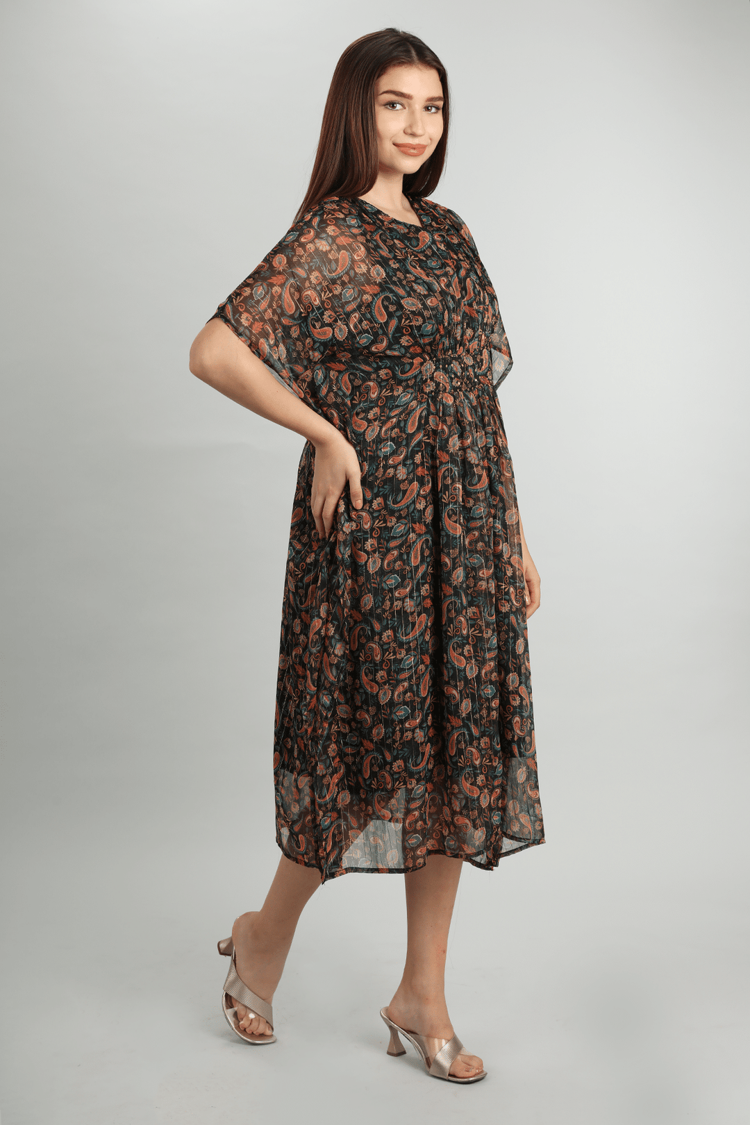 Brown Printed Kaftan