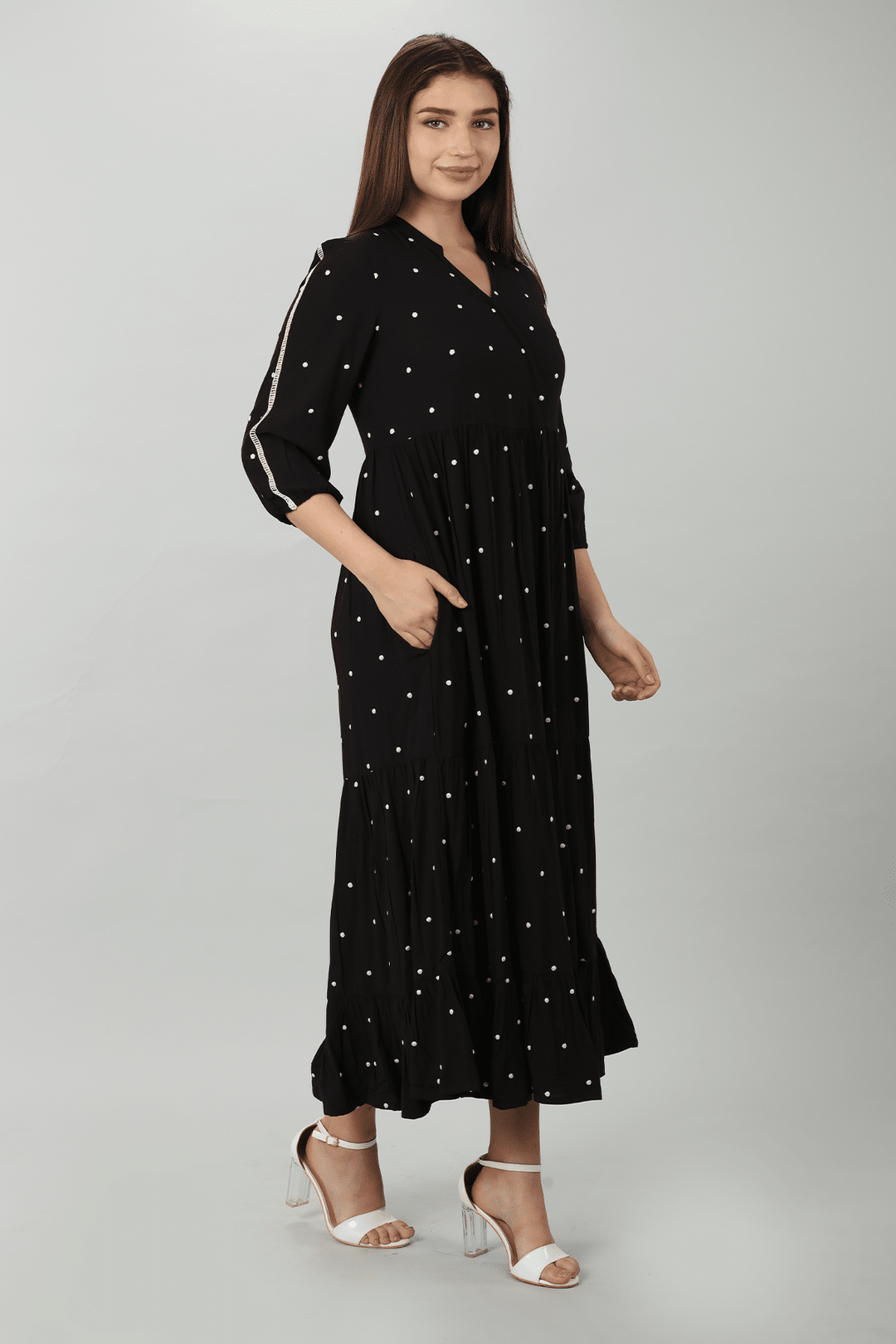 Black Polka Dot Rayon Dress