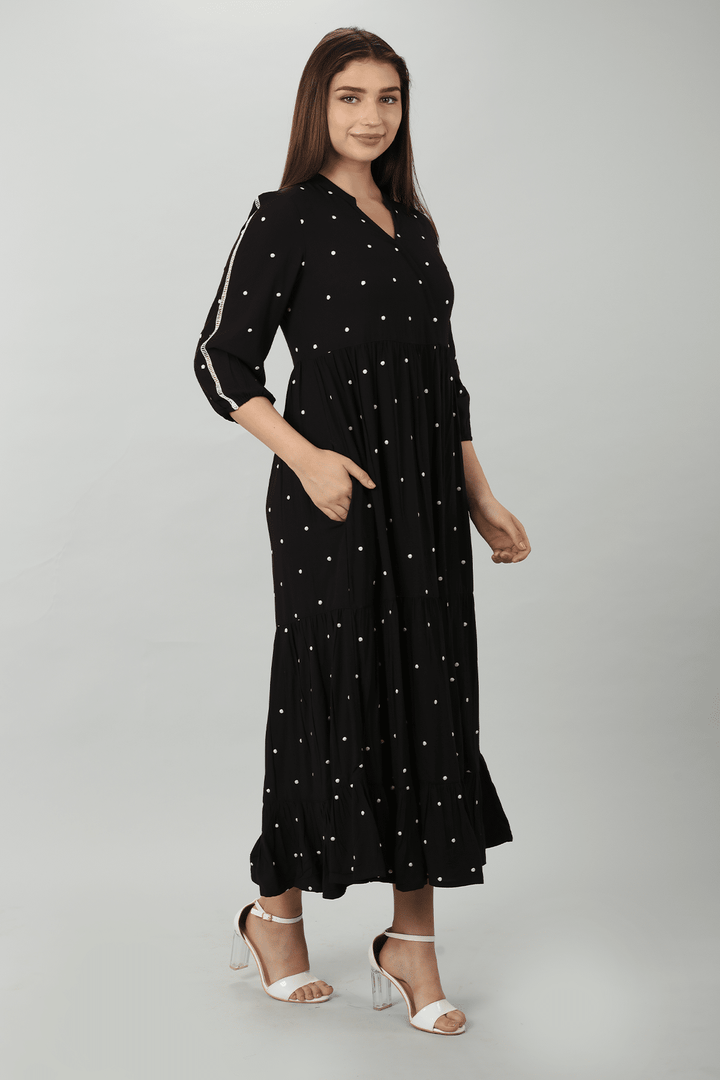 Black Polka Dot Rayon Dress