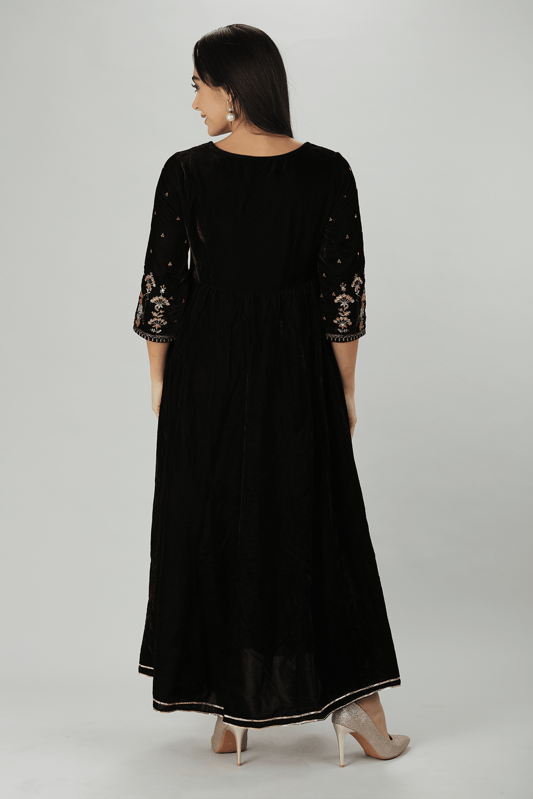 Black Regal Velvet Kurti