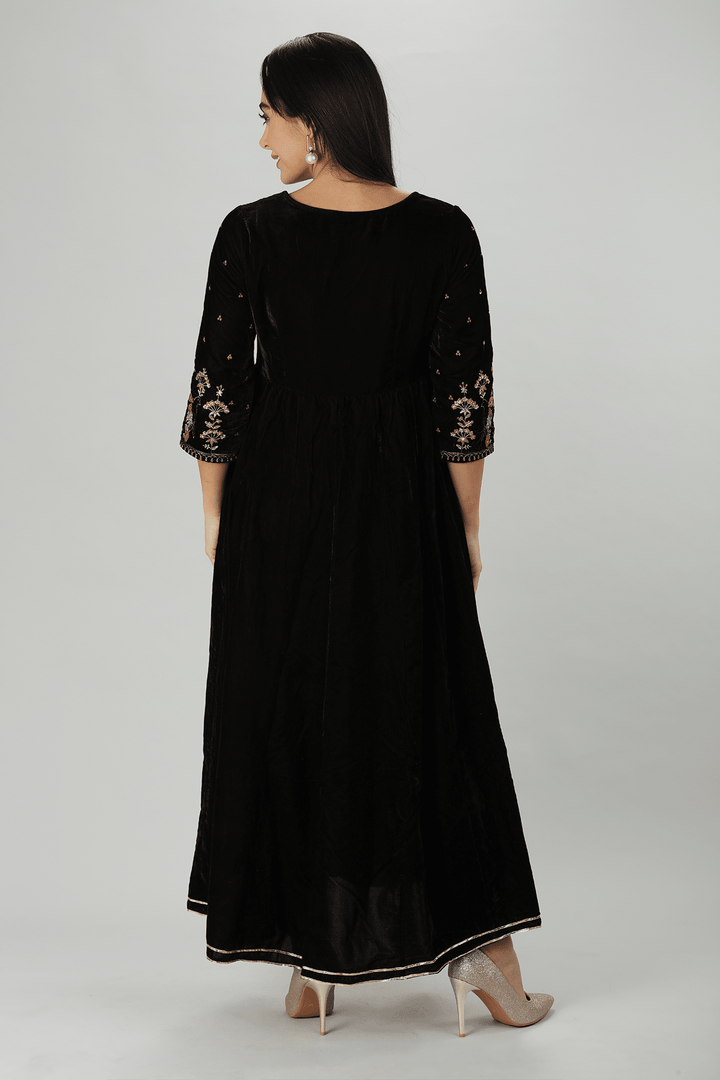 Black Regal Velvet Kurti