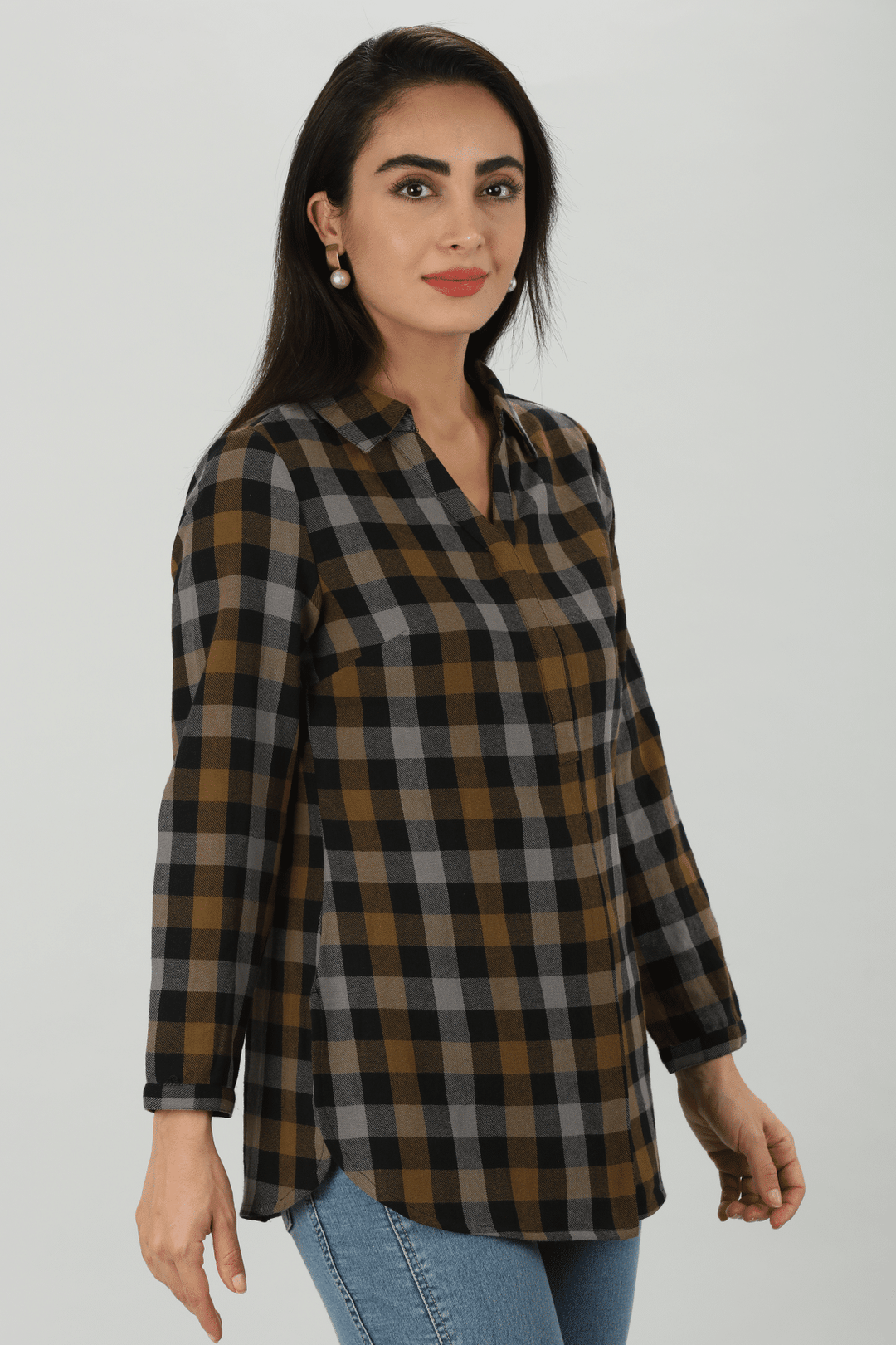 Brown Checkered Woolen Shirt