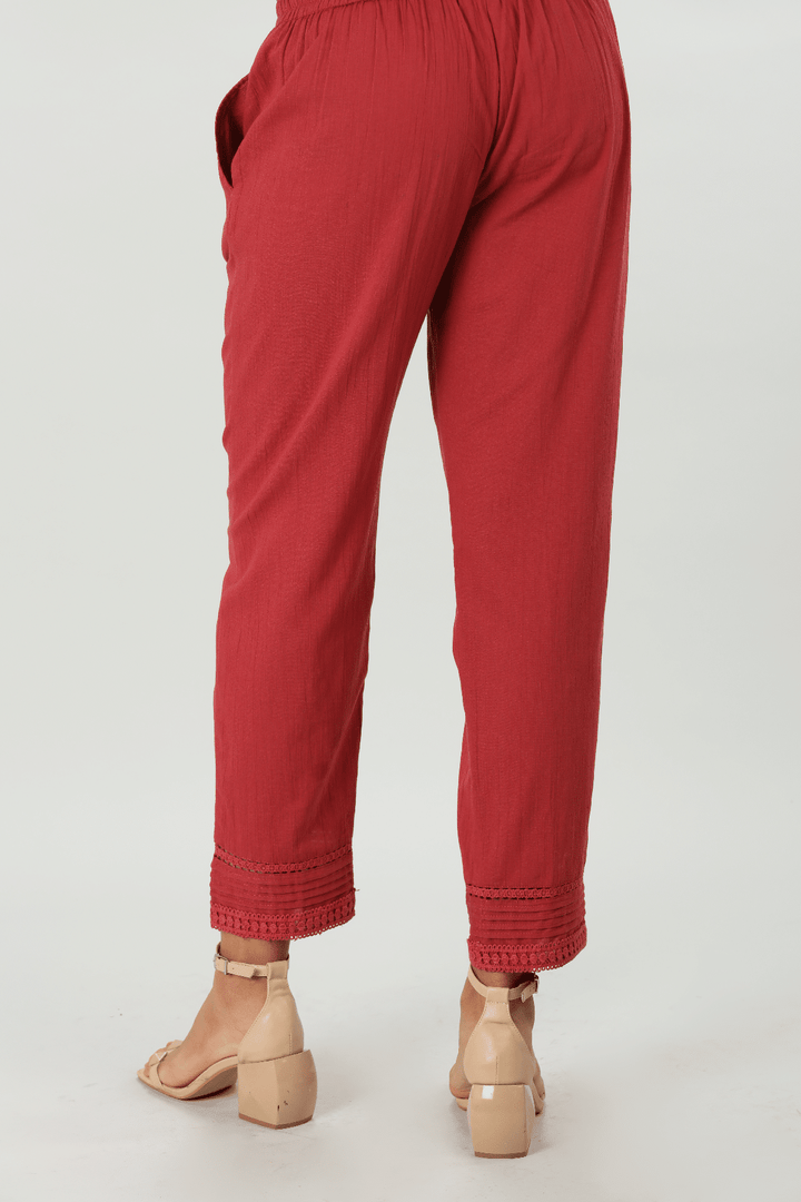 Brick Red Crepe Palazzo