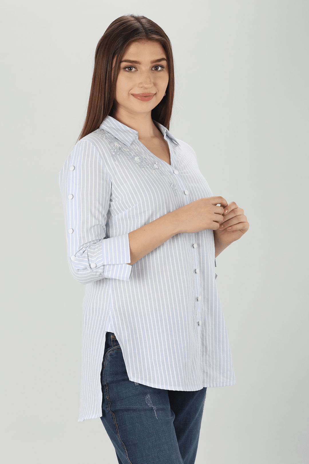 Light Blue Embroidered Shirt