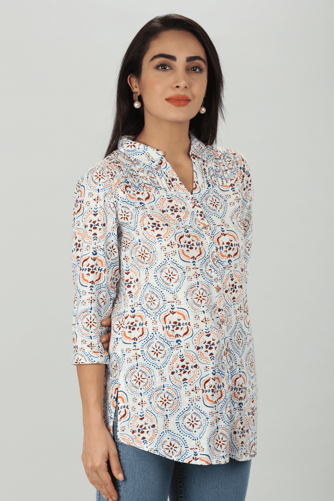 Blue Pintuck Shirt