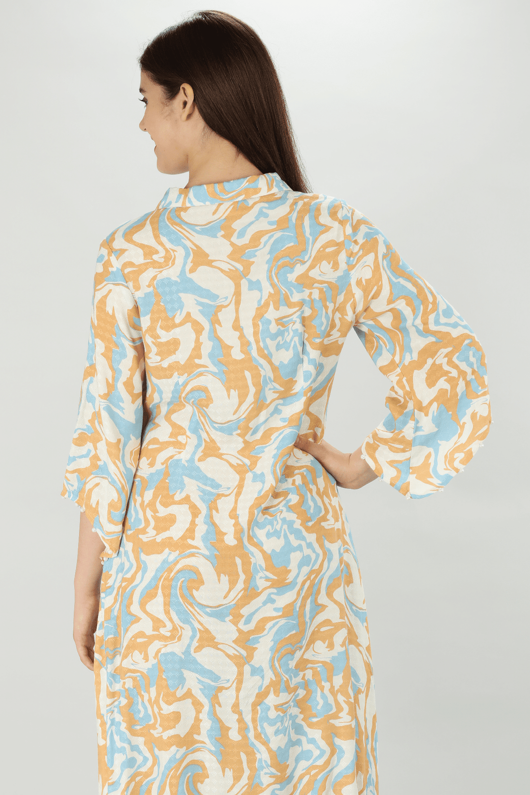 Abstract Peach Marble Kurti