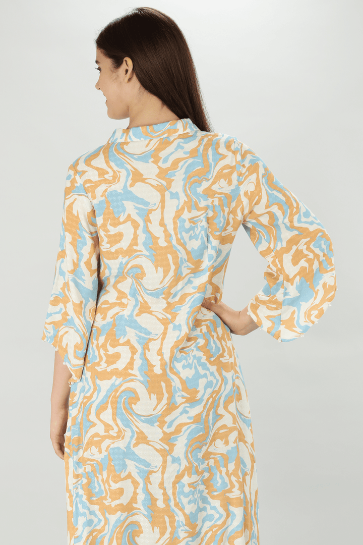 Abstract Peach Marble Kurti