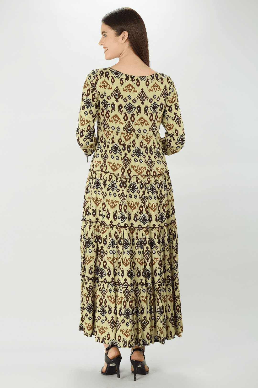 Olive Green Embroidered Maxi Dress