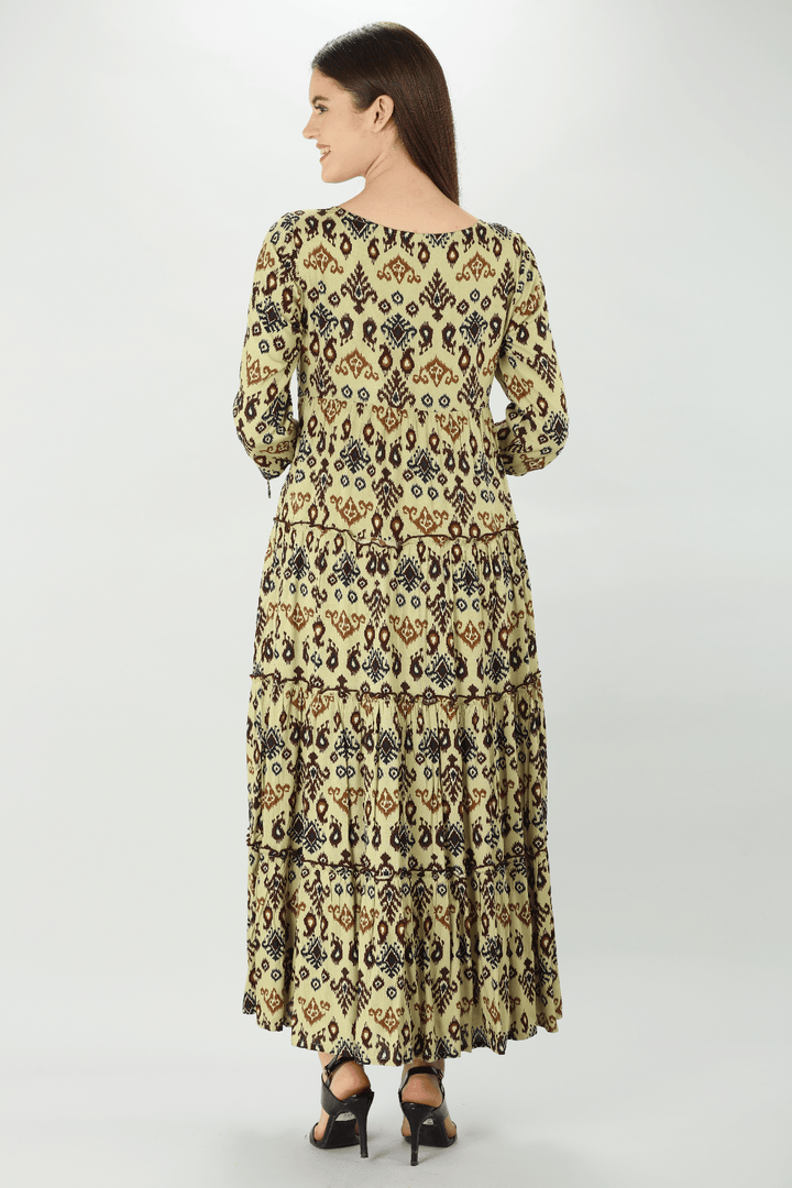 Olive Green Embroidered Maxi Dress