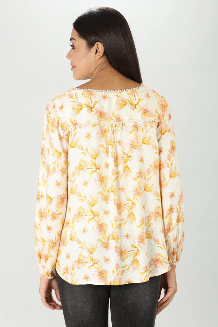 Yellow Floral Print Top