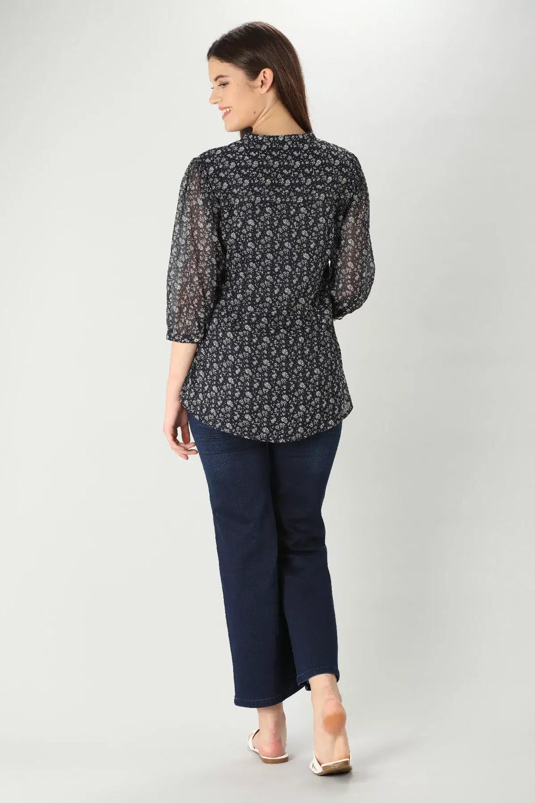 Charcoal Grey Chiffon Top