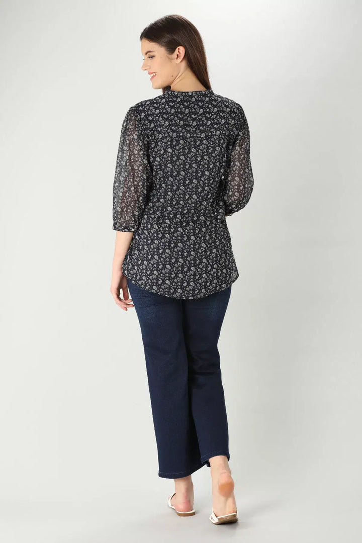 Charcoal Grey Chiffon Top