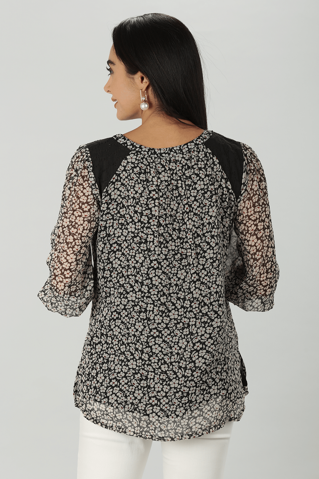 Grey Round Neck Top