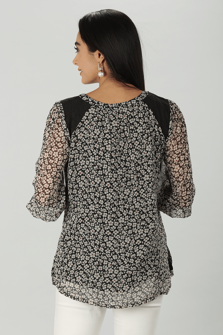 Grey Round Neck Top
