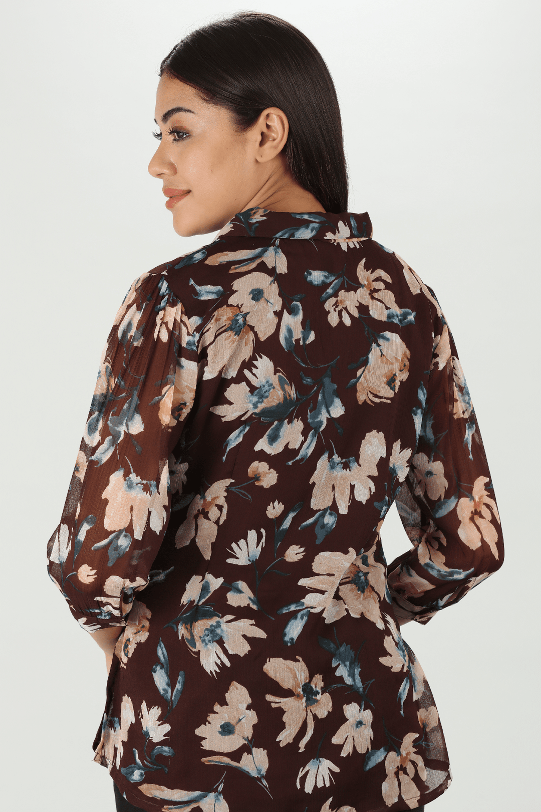 Brown Chiffon Top