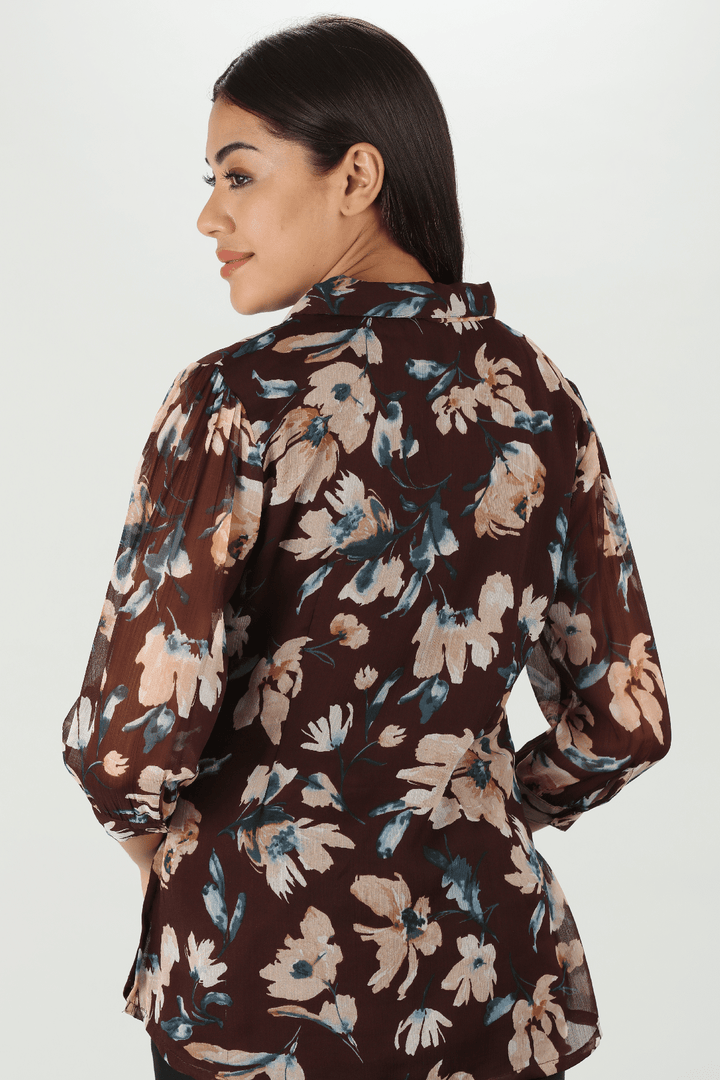 Brown Chiffon Top