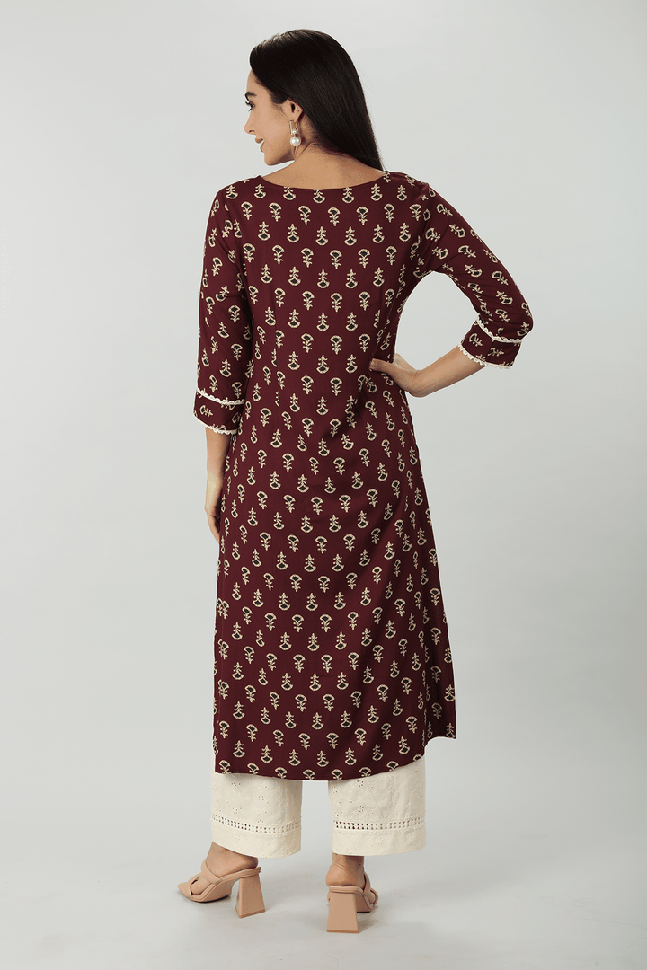 Brown Printed Kurti