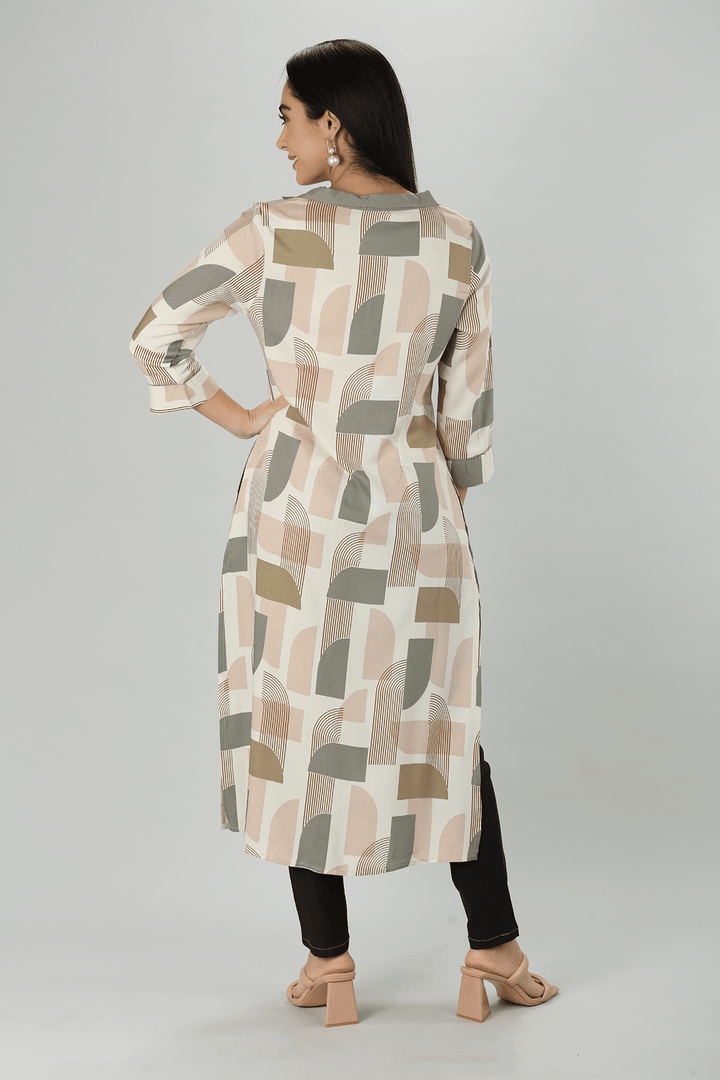 Beige Chevron Kurti