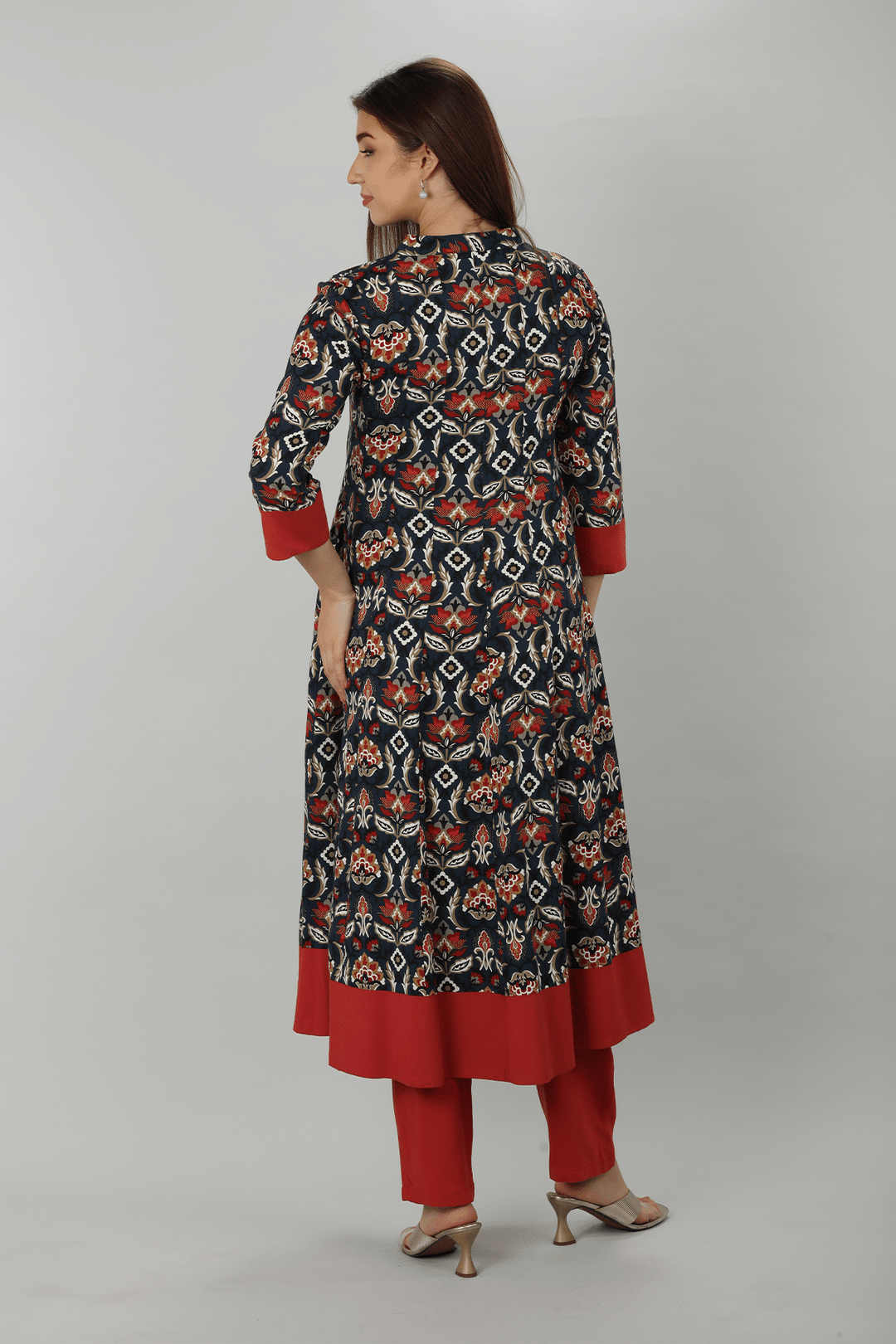 Dark Blue Mandarian Neck Kurti