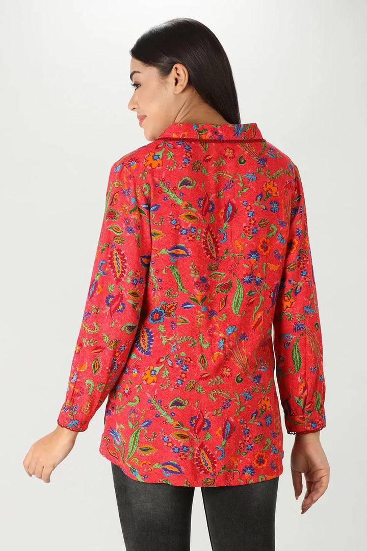 Ruby Red Printed Shirt