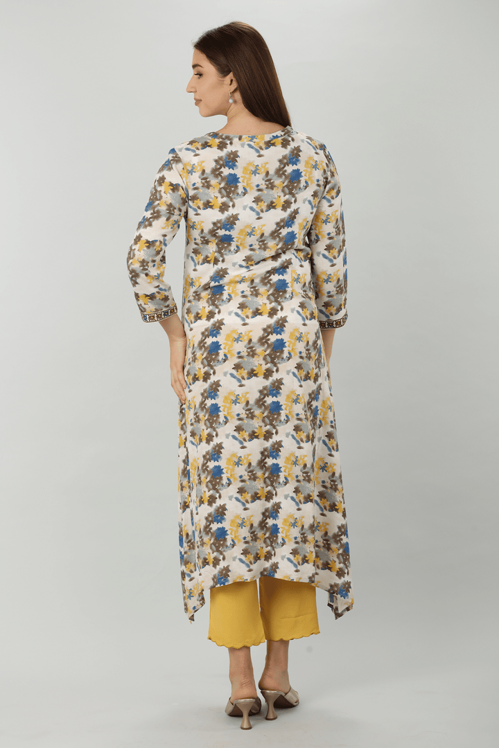 Beige Embroidered Kurti