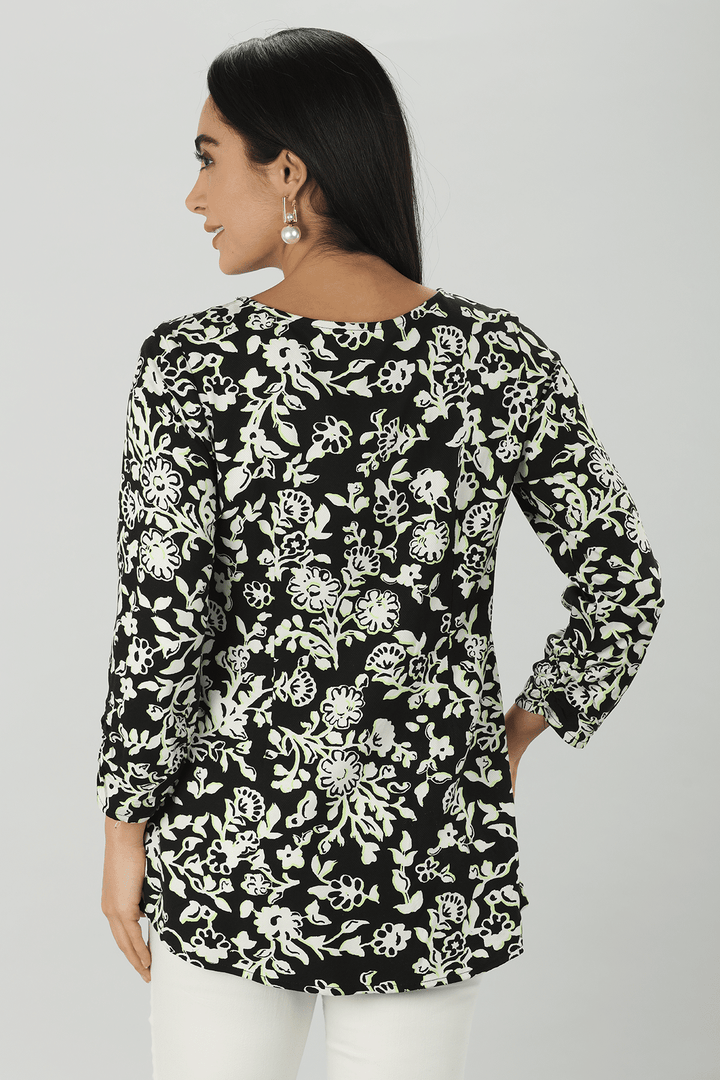 White Floral Rayon Top