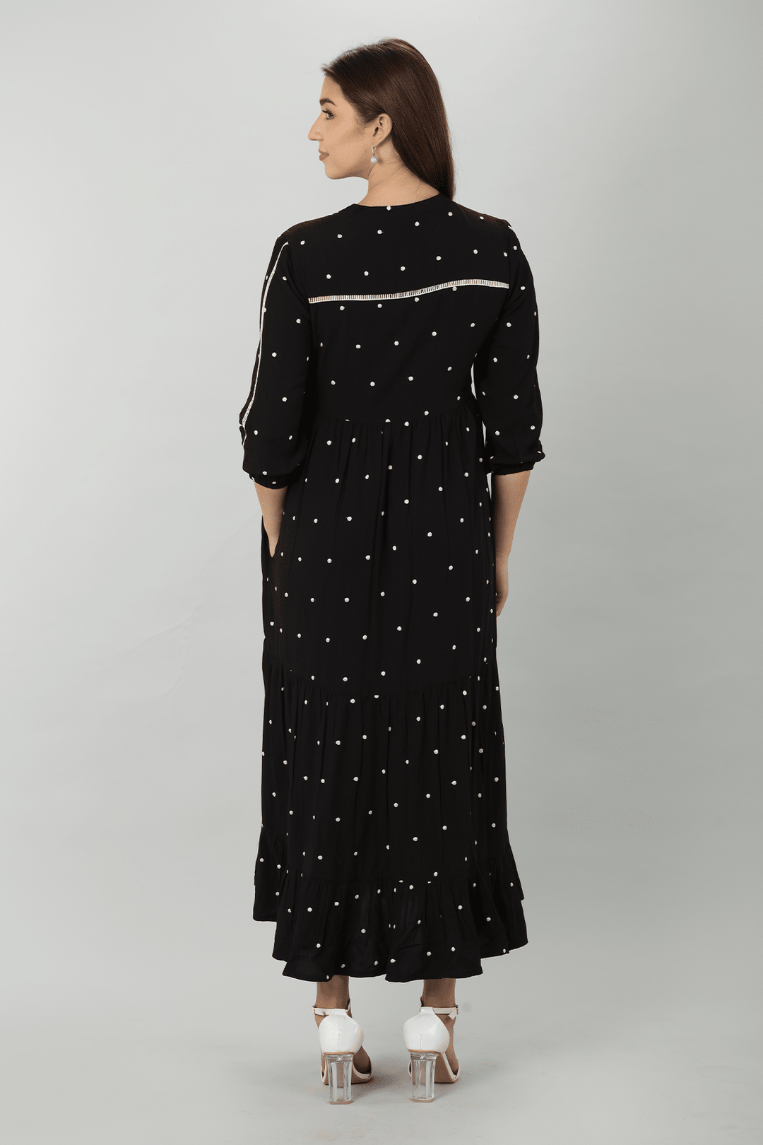 Black Polka Dot Rayon Dress