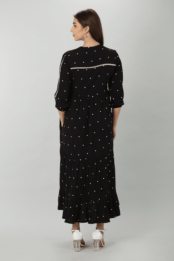 Black Polka Dot Rayon Dress